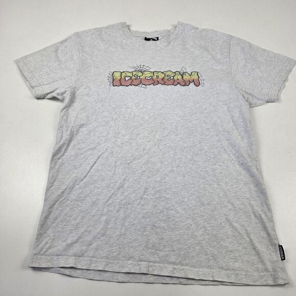 Icecream Shirt Mens XL Gray Graphic Streetwear Spider Web Drip Logo Tee T-Shirt - Picture 1 of 12